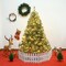 Costway 6Ft Pre-Lit PVC Artificial Carolina Pine Tree Flocked Cones Hinged w/ LED Lights